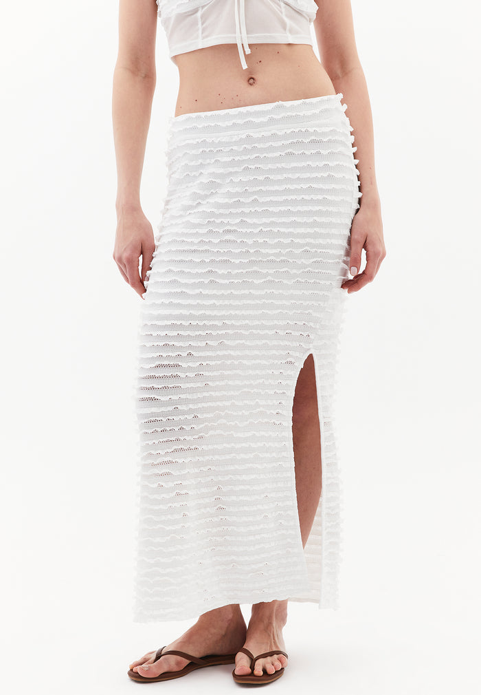 High Waist Long Skirt - WHITE