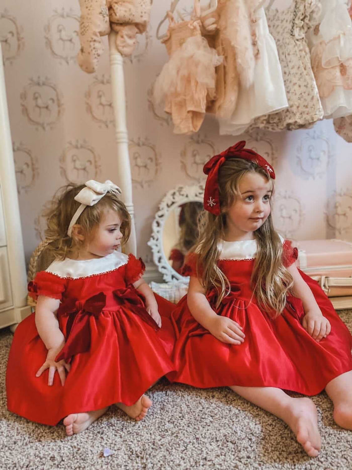 Holly Red Velvet Hair Bow - Petite Maison Kids
