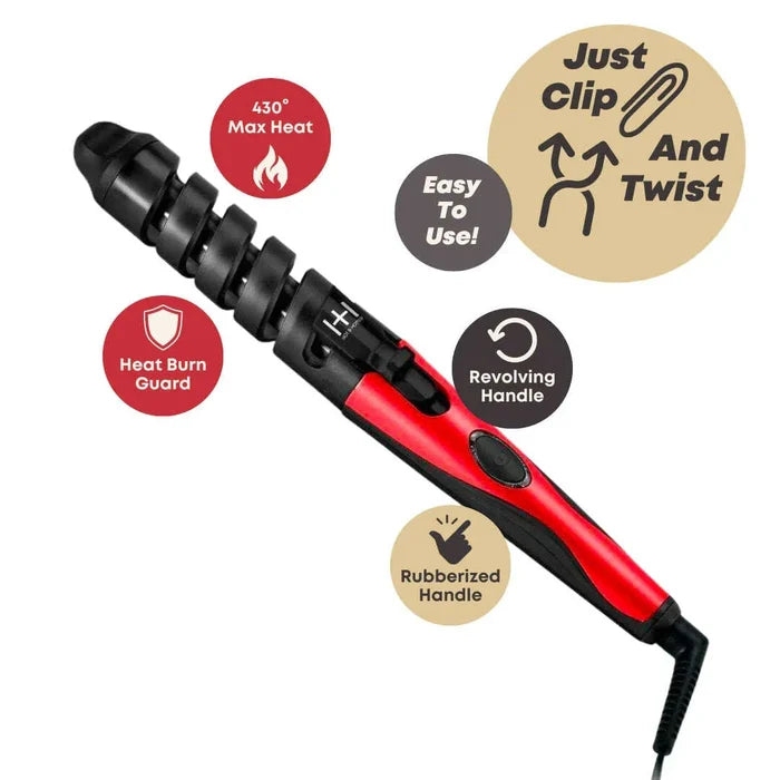 Hot & Hotter Ceramic Spiral Curling Iron 3/4in, 1 Count Hair Curler, Red & Black