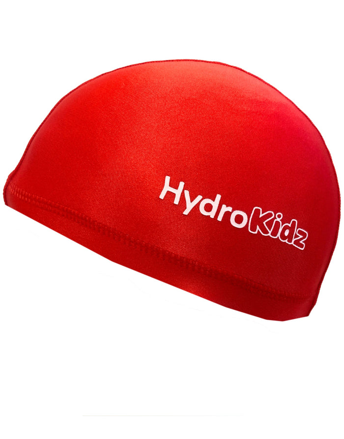 HydroKidz Children’s Lycra Fabric Swim Cap - Red - Swimming Caps
