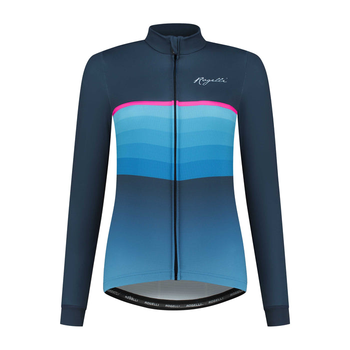 Rogelli Impress II fietsshirt dames blauw lange mouw voorkant.
