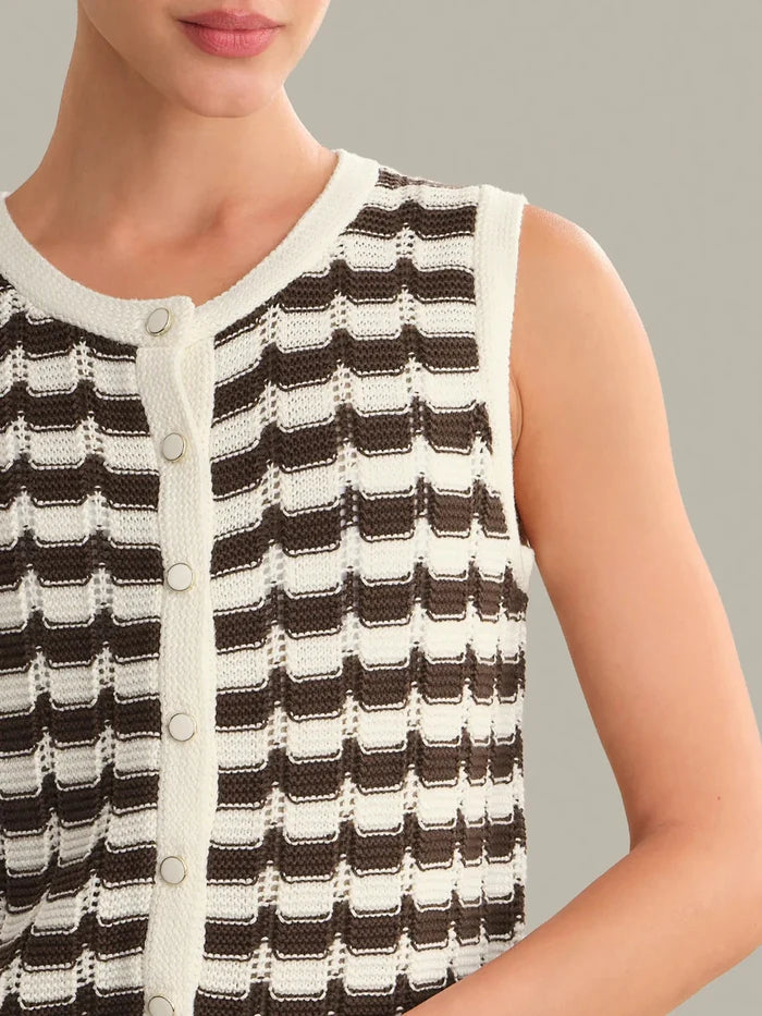 Isla Striped Button Front Vest-Tops/Blouses-Uniquities