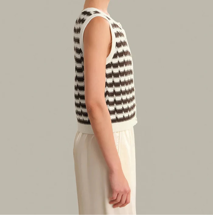 Isla Striped Button Front Vest-Tops/Blouses-Uniquities