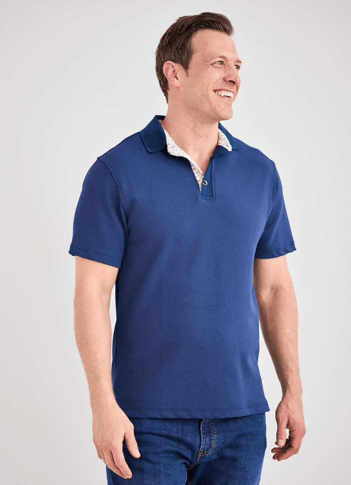 Jefferson Jacquard Stretch Polo - Navy - 15585-83690 - Hammer Made
