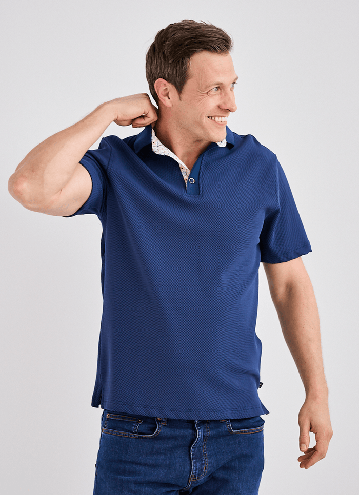 Jefferson Jacquard Stretch Polo - Navy - 15585-83690 - Hammer Made
