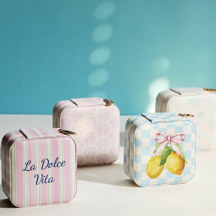 Jewelry Travel Case-Seashell Print Square Zipper Jewelry Organizer