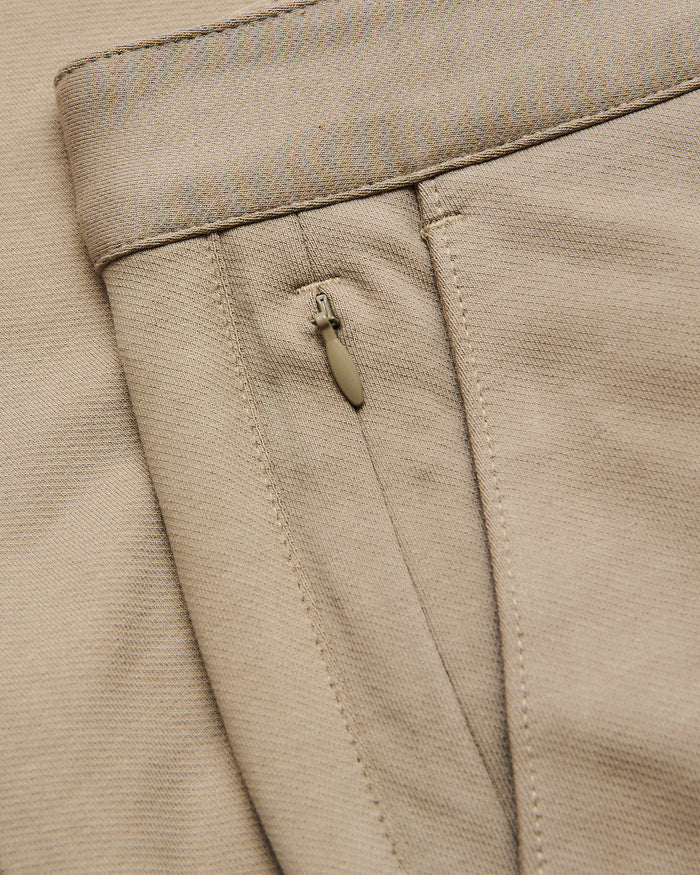 Khaki Slim Chino Pants 2.0 waistband with detailed stitching and zipper.