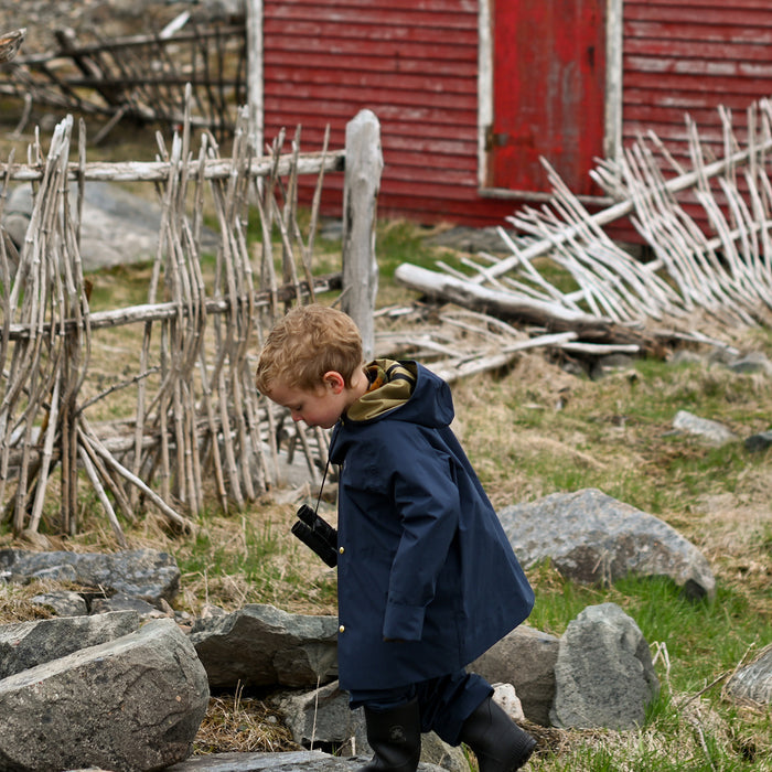 Kids Waterproof Midi Raincoat - Inkberry