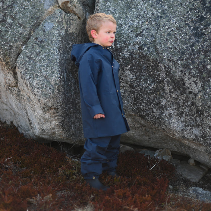 Kids Waterproof Midi Raincoat - Inkberry