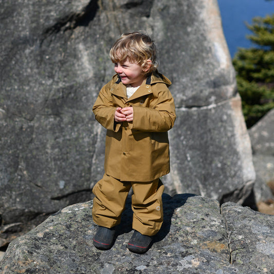 Kids Waterproof Midi Raincoat - Ochre