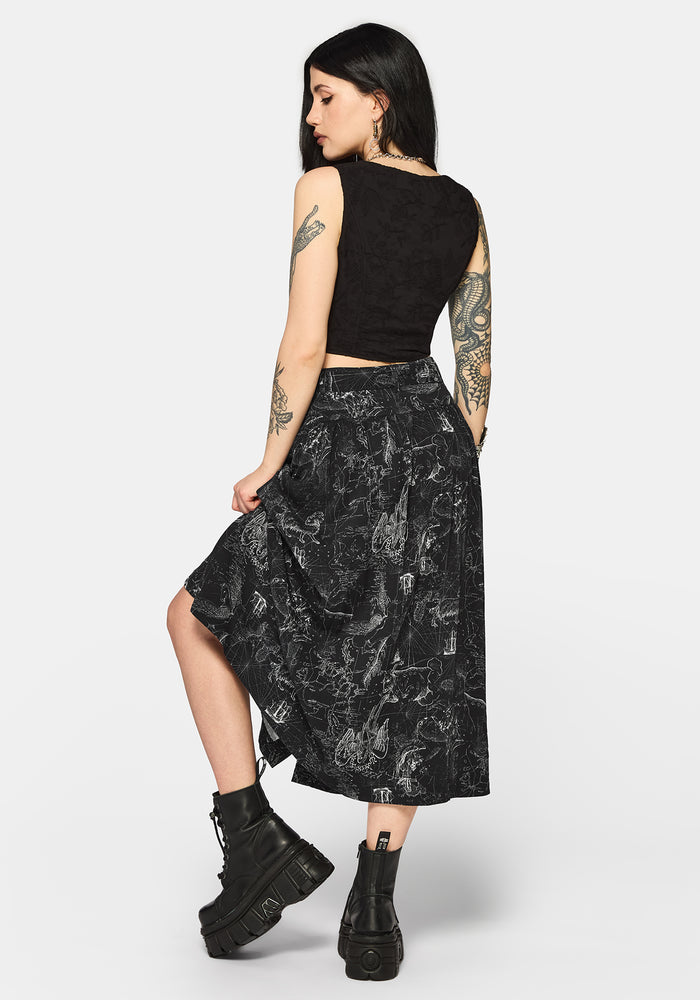 Kosmara Map Print Midi Skirt