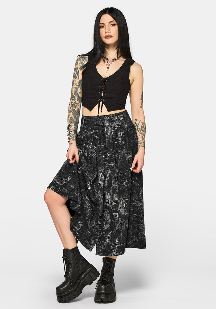 Kosmara Map Print Midi Skirt