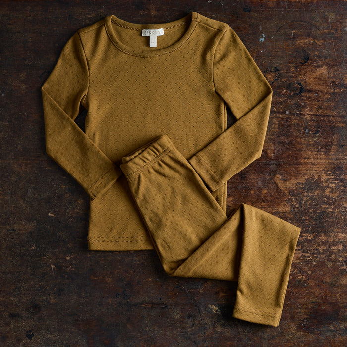 Lark Top & Finch Leggings Kids Set - Cotton Pointelle - Copper