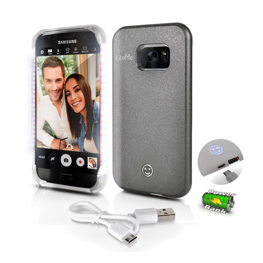 Lite-Me Selfie Lighted Smart Case, Phone Protection With Built-In Power Bank & Led Lights (For Samsung Galaxy S7 Edge)