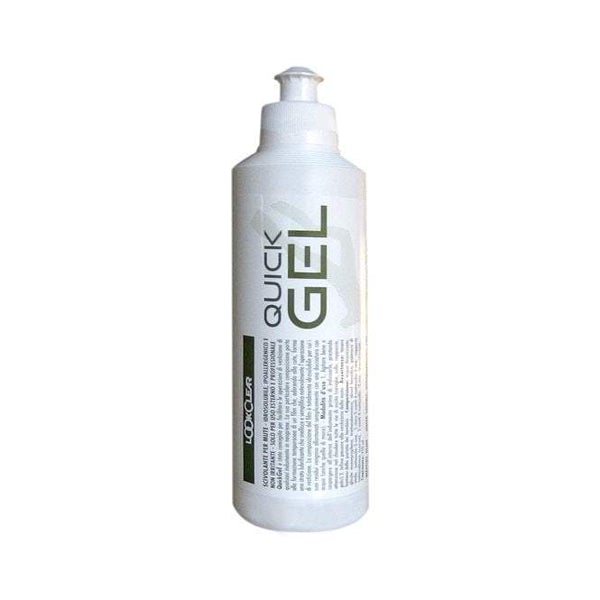 White Look Clear Quick Gel bottle with pump dispenser and black label