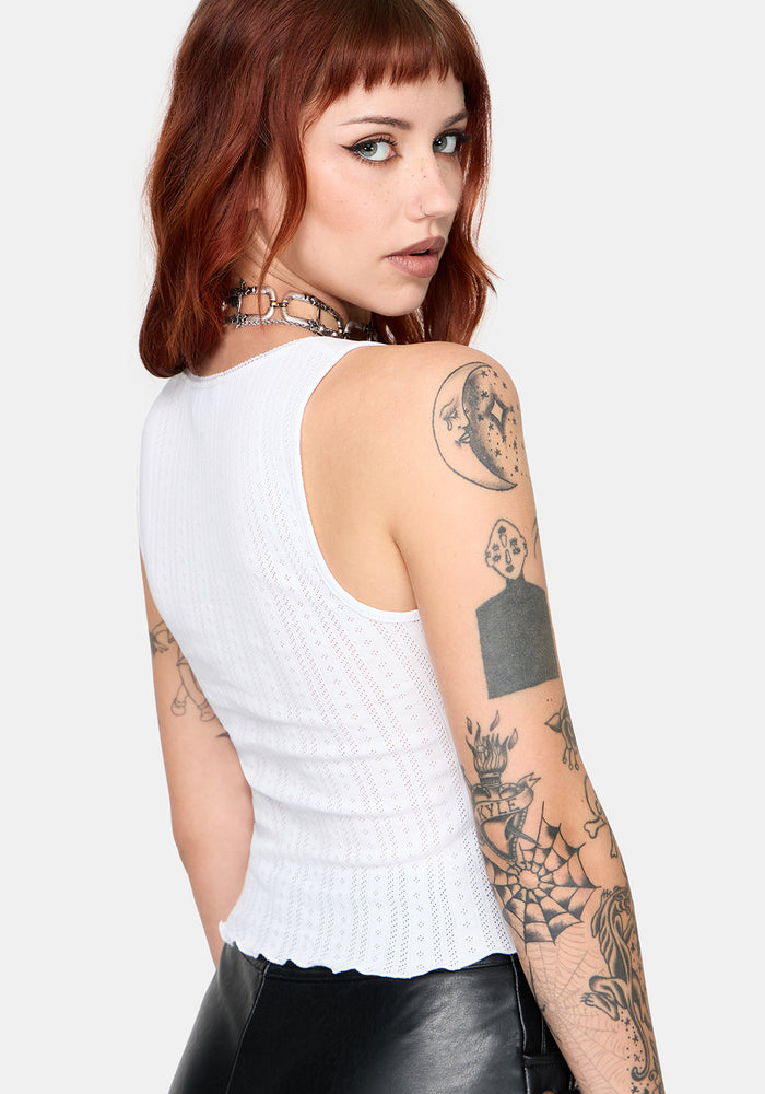 Lucera Pointelle Vest - White