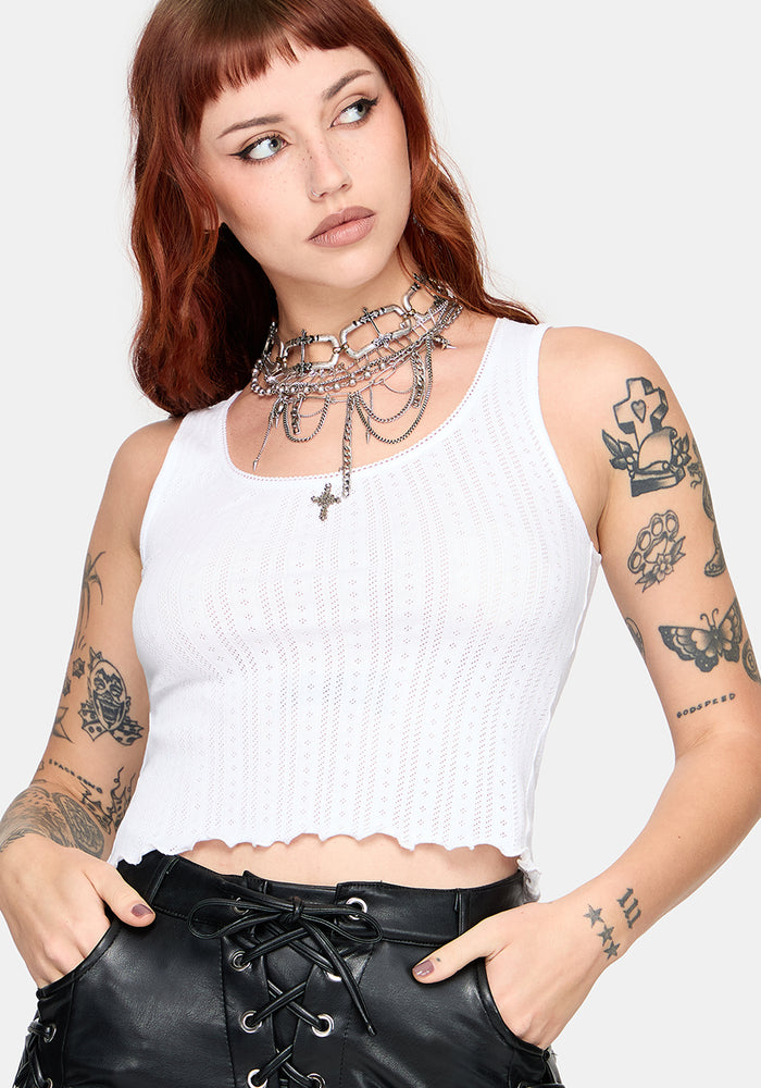 Lucera Pointelle Vest - White