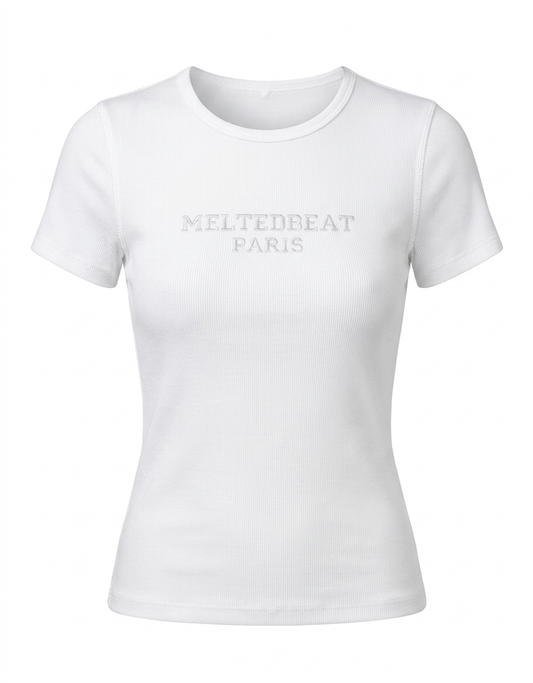 Lucy Spandex Top — t-shirt in off-white | CRUX