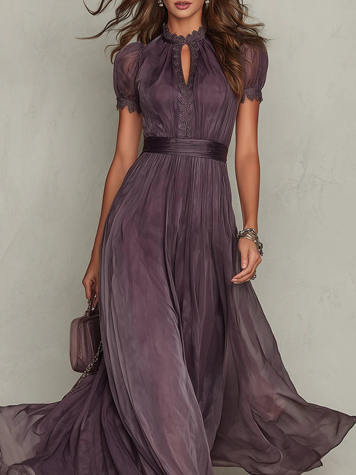 Lunvra - Robe Femme Longue Fluide Élégante Style Rétro Pour Soirée