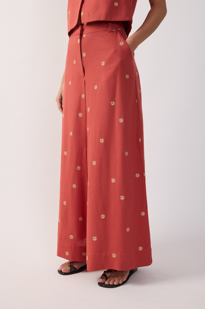 Lurex Embroidered Pockets Linen Pants_4