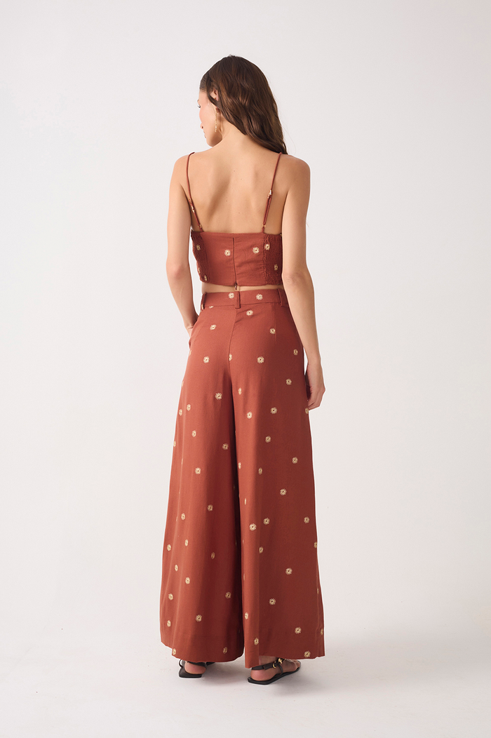 Lurex Embroidered Pockets Linen Pants_5