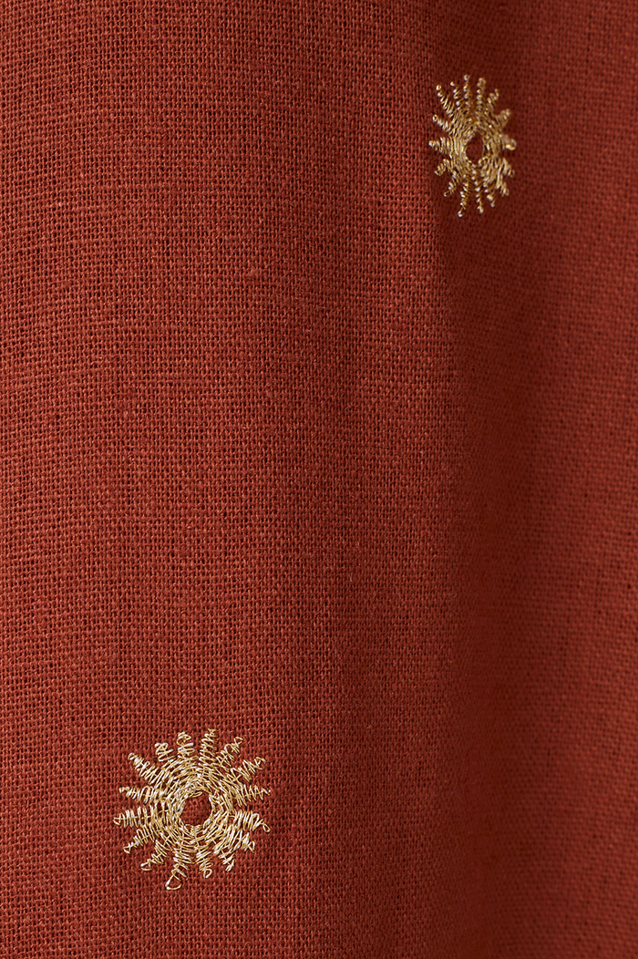 Lurex Embroidered Pockets Linen Pants_6