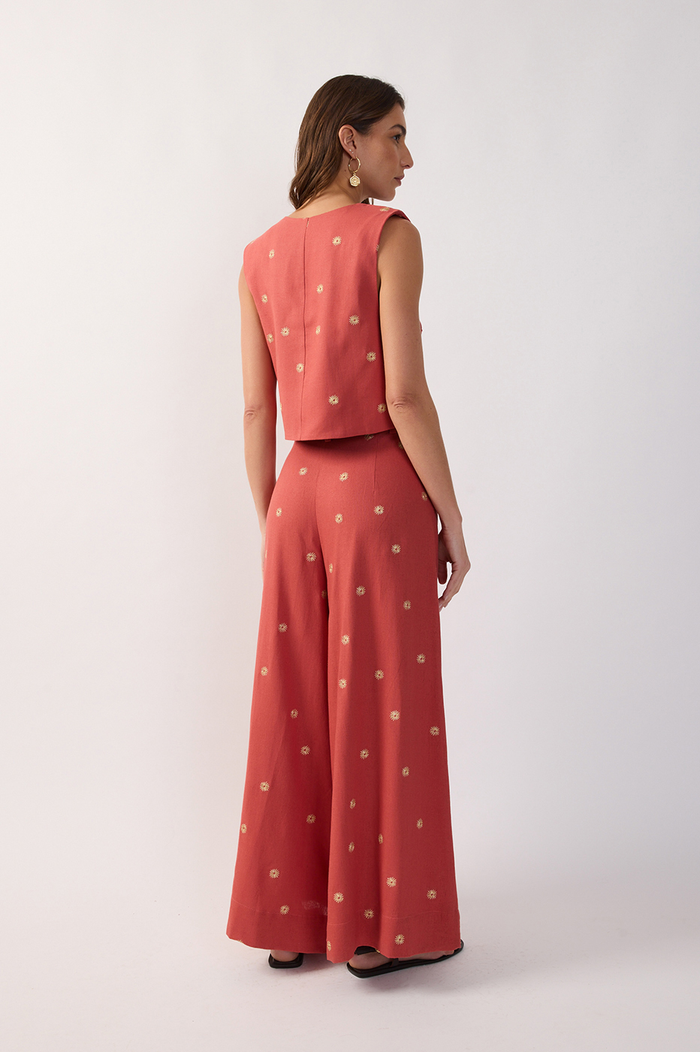 Lurex Embroidered Pockets Linen Pants_6