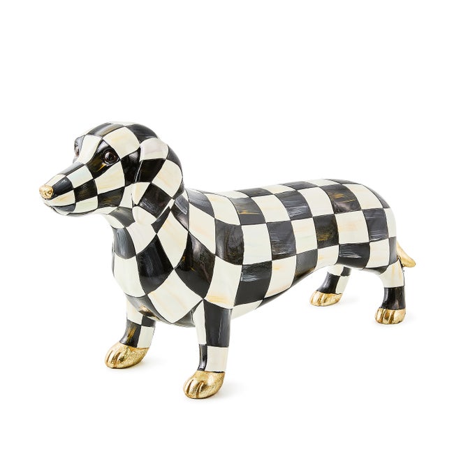 Mackenzie-Childs Dachshund  Courtly Check Figurine