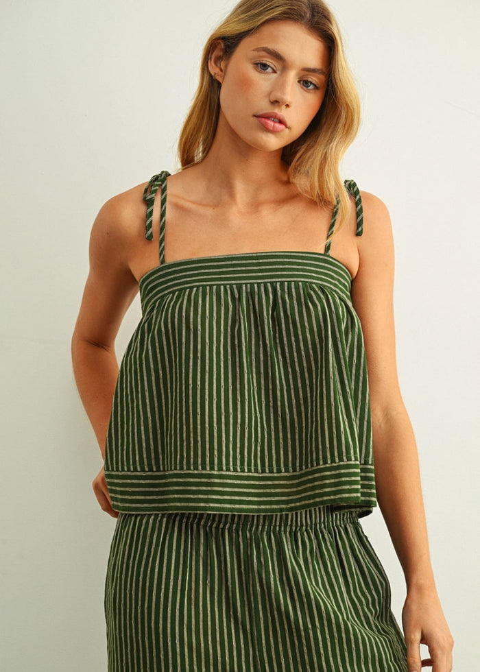 Maisie Striped Flowy Top - Green