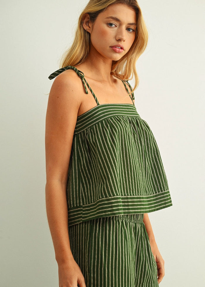 Maisie Striped Flowy Top - Green
