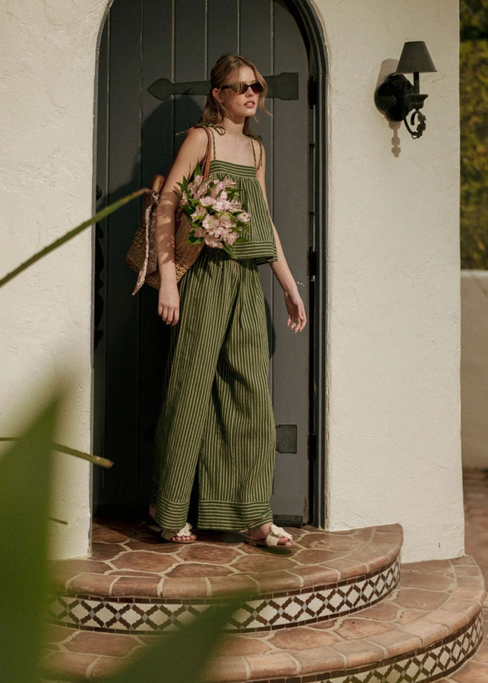 Maisie Striped Flowy Top - Green