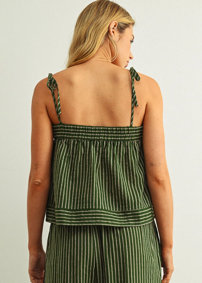 Maisie Striped Flowy Top - Green