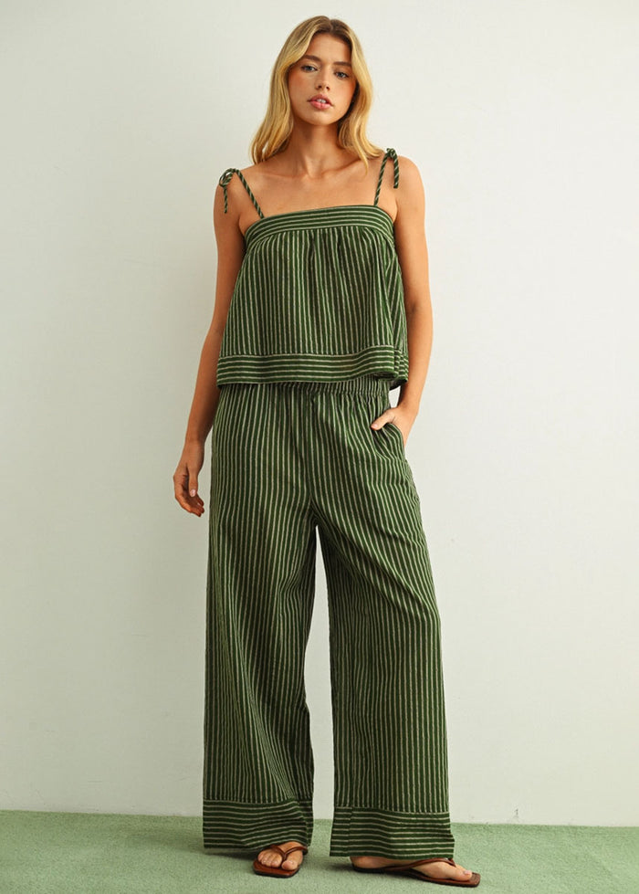 Maisie Striped Flowy Top - Green