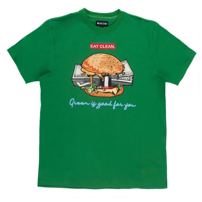 MAKOBI "VEGAN BURGER" T-SHIRT - M306 - GREEN