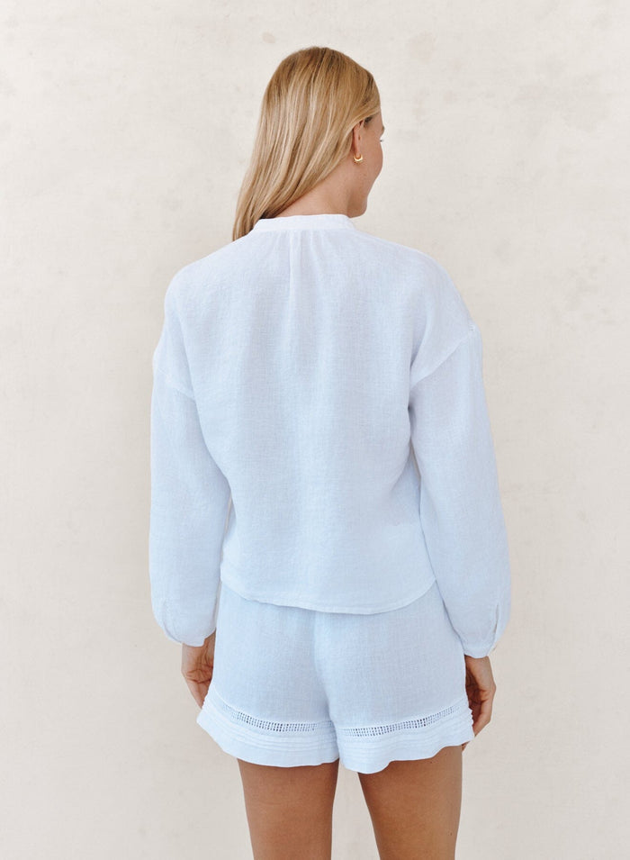Mandarin Collar Button Down-Tops/Blouses-Uniquities