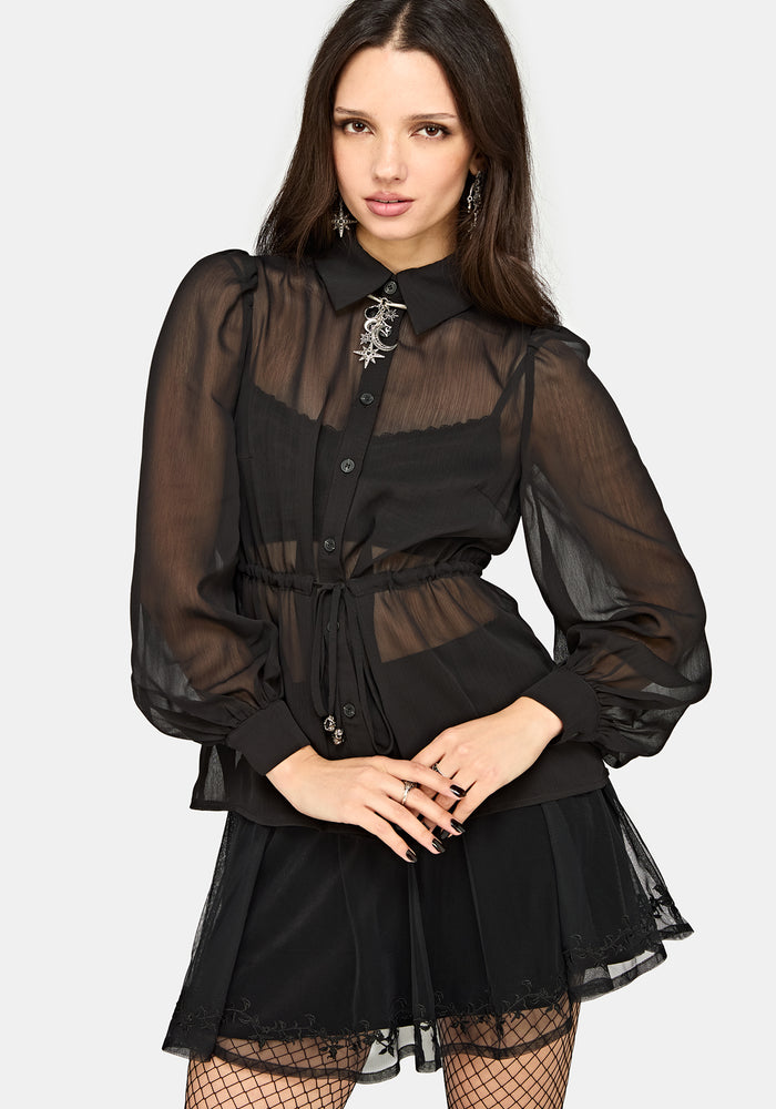Margot Chiffon Cinch Slim Shirt
