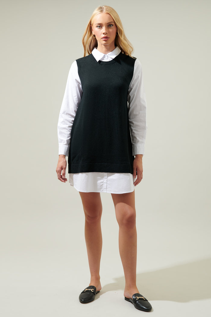 Mariela Sweater Vest and Poplin Dress