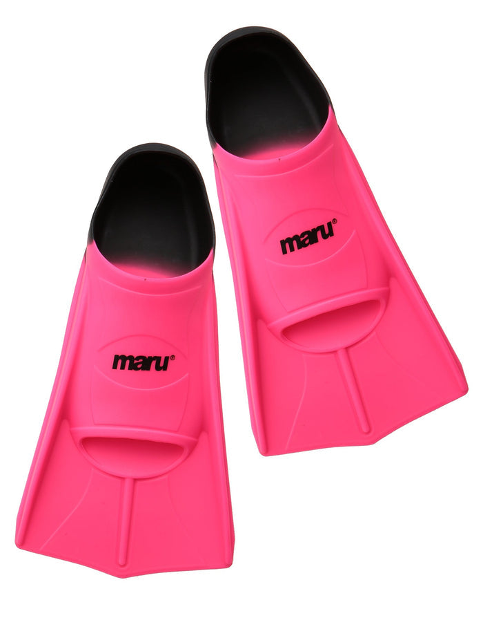 Neon pink and black Maru Training Fins with strap design