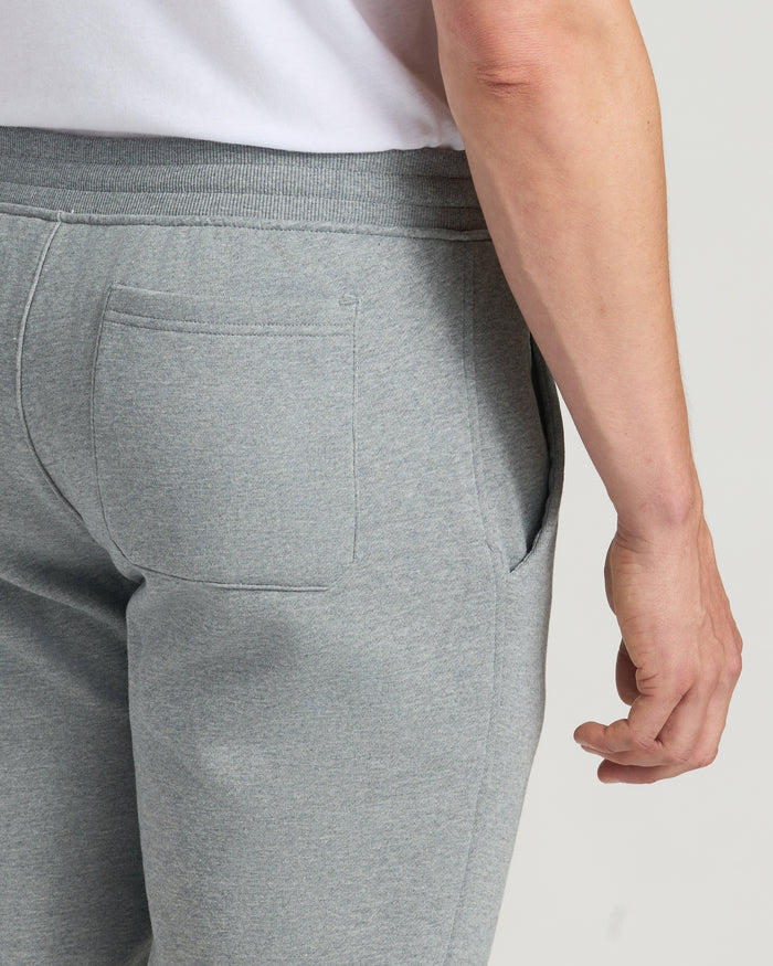 Medium Heather Gray Tall Fleece French Terry Joggers with patch pocket.