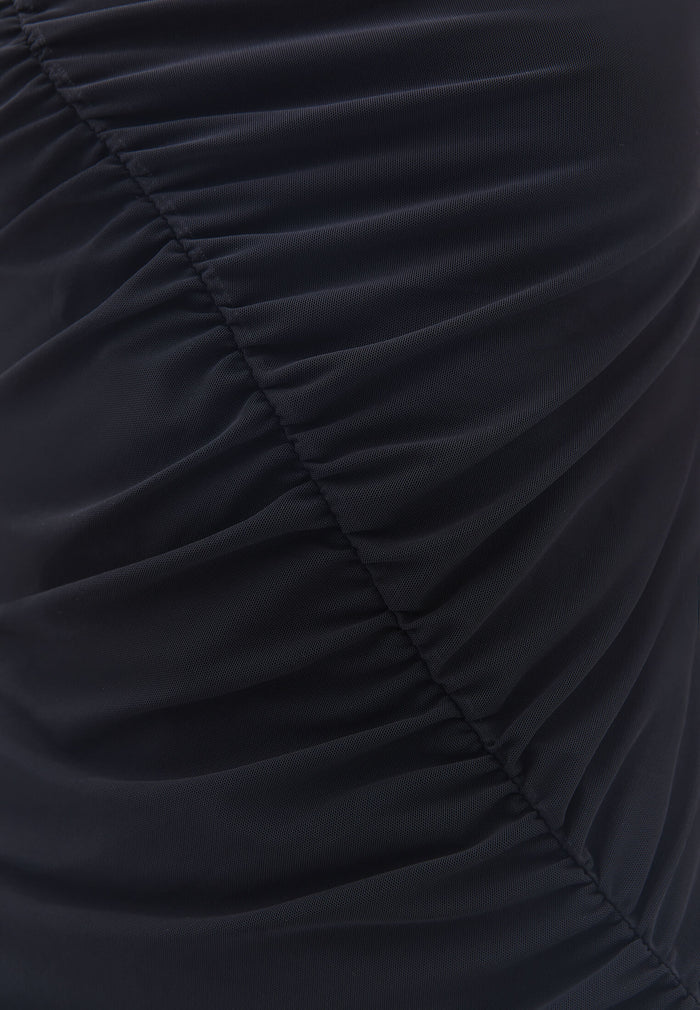 Mesh Long Dress - BLACK