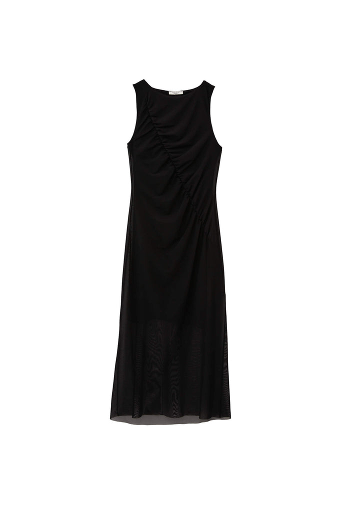 Mesh Long Dress - BLACK