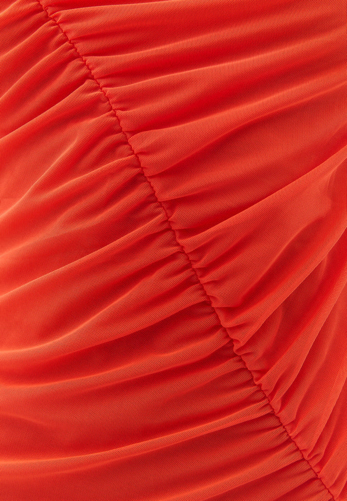 Mesh Long Dress - MANDARIN REDD