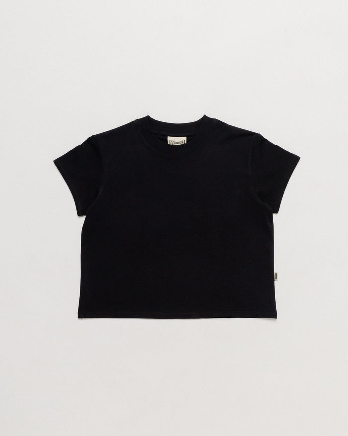 Mid-Weight Cropped Organic T-Shirt - Black