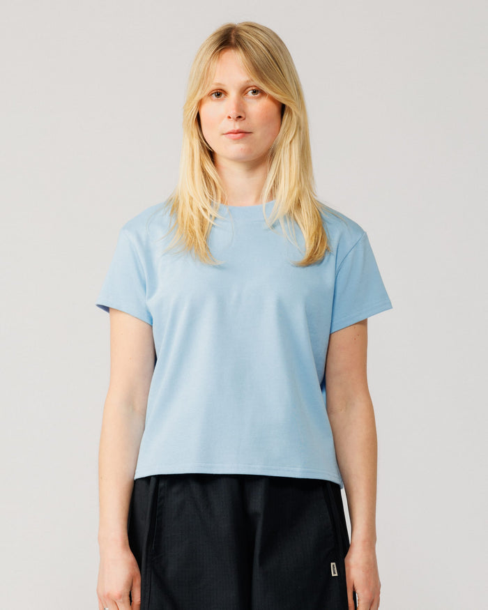Mid-Weight Cropped Organic T-Shirt - Sky Blue