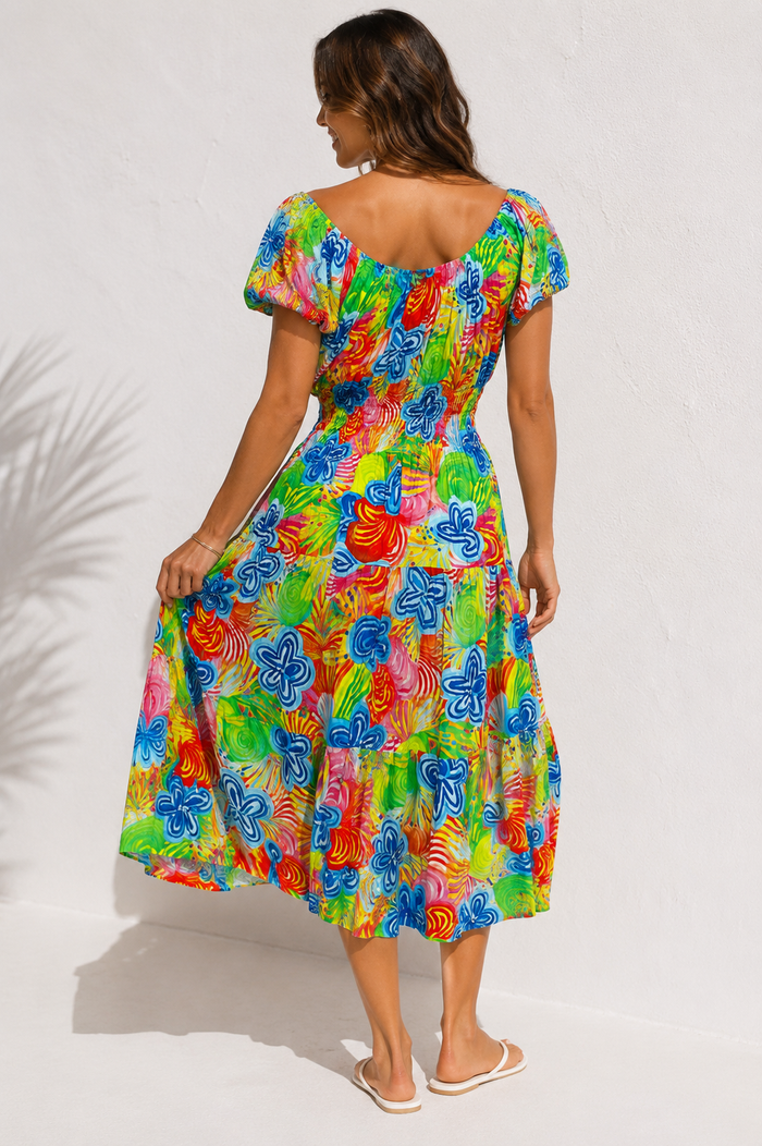 Milania Shirred Midi Dress