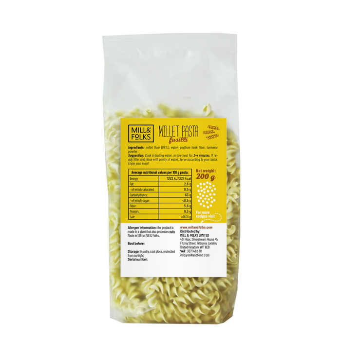 Mill & Folks Millet Pasta Fusilli 200g