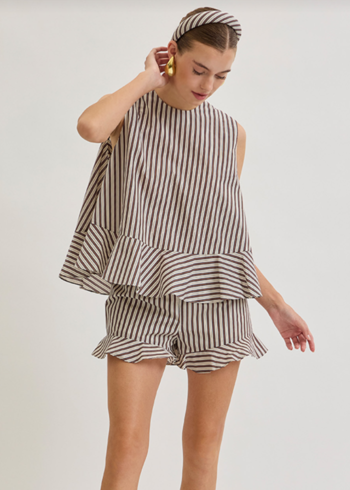 Miller Top - Brown Navy Stripe