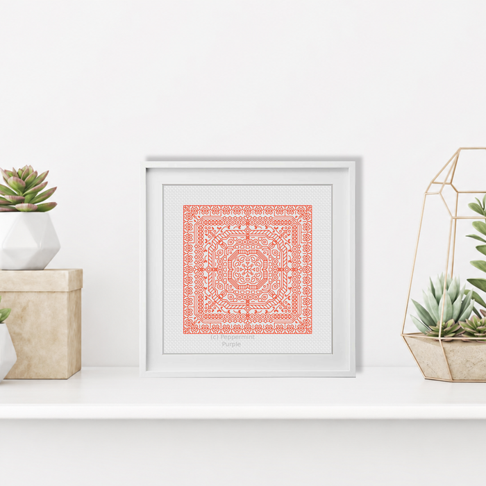 Mini Study In Burnt Orange Blackwork Pattern by Peppermint Purple