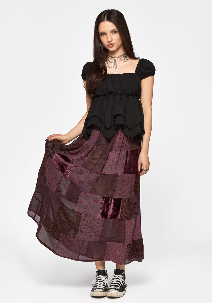 Mirelle Textured Sweetheart Hanky Hem Top