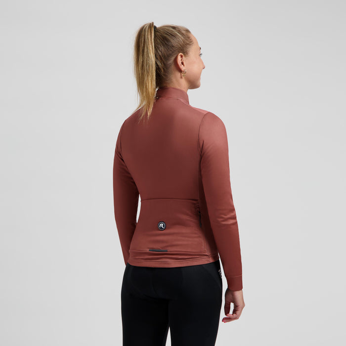 Rogelli Mono fietsshirt lange mouw dames chutney gedragen achterkant.